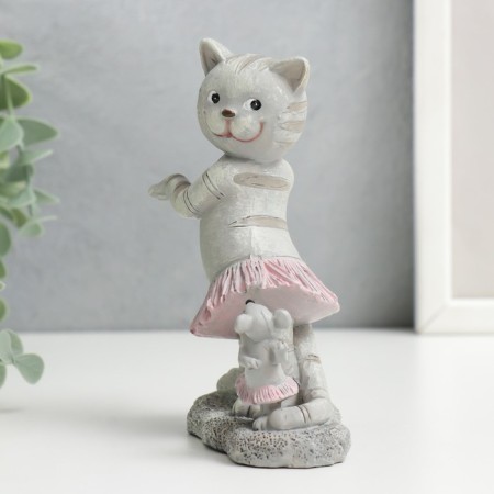 Souvenir Polystone "Cat and Mouse - Hawaiian Dancing" 11.5x5x10.5 cm-1