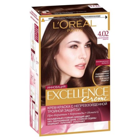 Hair Cream L’Oreal Excellence Creme, tone 4.02 captivating chestnut