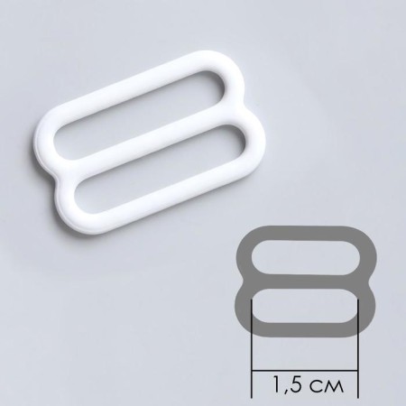 Metal straps: hooks, rings, regulators, 15 mm, white color-1