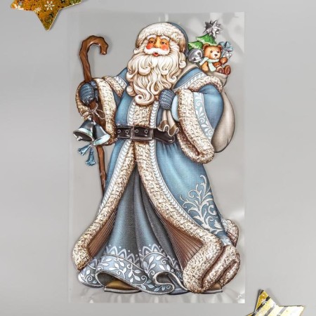 Room Decor volumetric sticker "Santa Claus in a blue fur coat" 24x41 cm