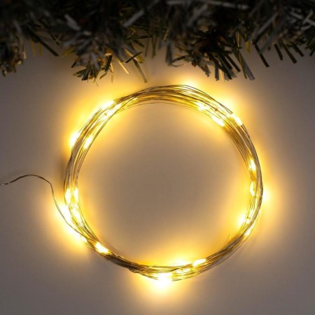 Garland "thread" 5 m Rosa, IP20, silver thread, 50 LED, glow warm white, USB
