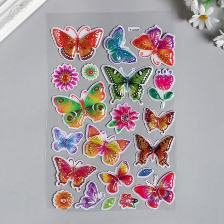 Plastic sticker with sparkles convex "butterflies" 29x16 cm-1
