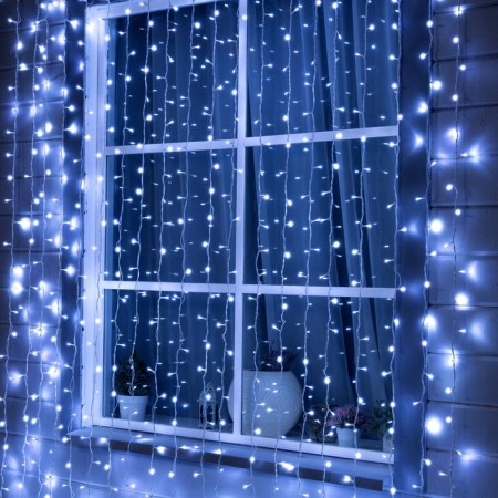 Garland "Curtain" 2 × 3 m, IP44, UMS, white thread, 760 LED, white glow, 220 V