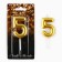 Candle for the cake, number "5", gold, 4 x 10 cm.