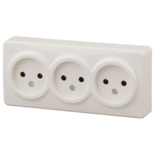 Roset 3x2p, 16A-250V, IP20, OU, ERA expert, ivory