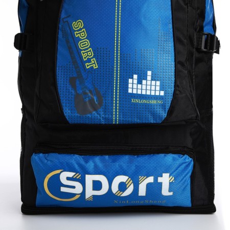 A backpack on a zipper with an increase, 55l, 5 external pockets, blue color-5