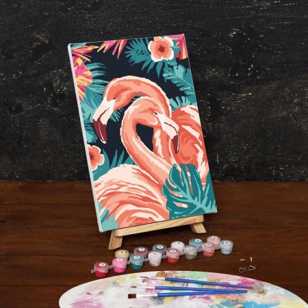 Picture on numbers on canvas with a subframe of Flamingo, 30x20 cm-1