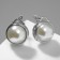 Earrings with pearls "Edel" Classic circle, white color in silver