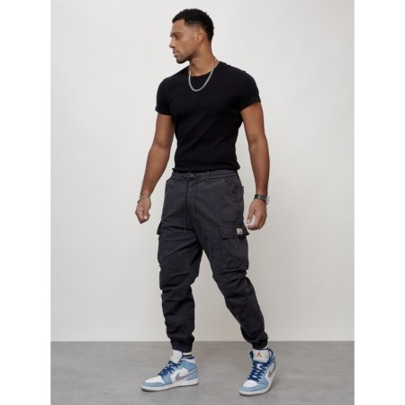 Cargo jeans men, size 46-48, dark gray color-7