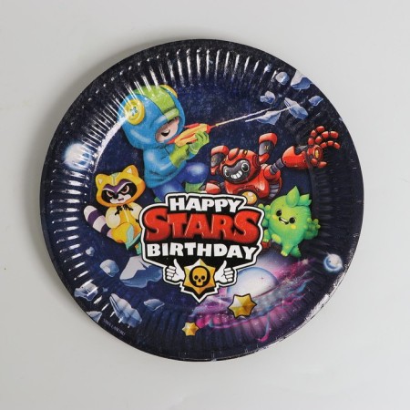 A disposable set of paper dishes Happy Birthday ", Stars-3
