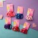 Hair elastic band "Assorted" (set 4 pcs) flowers, 4 cm, pink