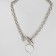 Pendant "Chain" pearl medallion, beige color in silver, 42 cm