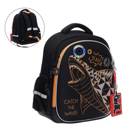 Grizzly frame backpack, 36 x 28 x 20 cm, with a cardholder, LED backlight, black