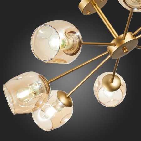 Ceiling EVOLUCE lamp. Sle155412-08. Pallo. 8x60 watts, E27, 90x90x25 cm, golden color-7