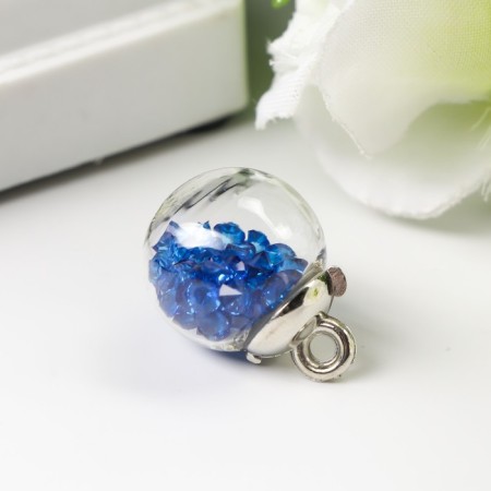 Suspension decorative for creativity glass "ball - pebbles" blue d = 1.6 cm set 10 pcs-1