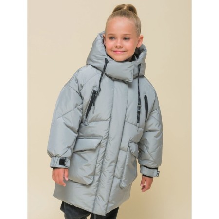Coat for girls, height 116 cm, gray color-10