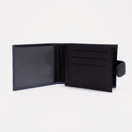Male purse on a button, for bills, for cards, for coins, black color-2