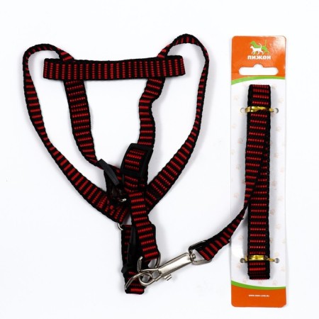 Acunition set of embossed, leash 120 x 1.5 cm, OG 36-49 cm, red-black-7