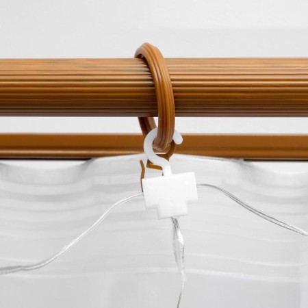 Garland "Curtain" 2.8 × 3 m dew on hooks, IP20, silver thread, 300 LED, white glow, flicker, USB-6