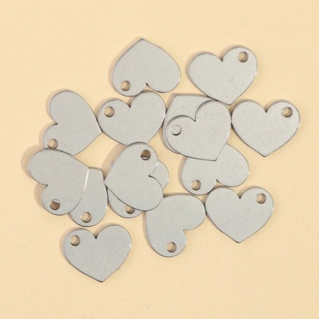 Furniture for jewelry "heart mini", stainless steel, 1.4 x 2.5 cm, 15 pcs