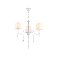 The chandelier is suspended with lampshade and crystal Ambrella Light, Modern, TR4601, 3HE27, white color