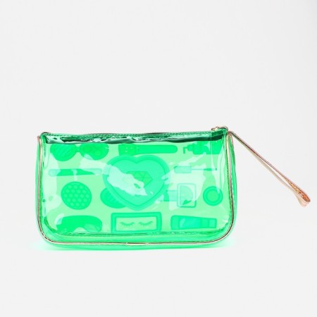 Cosmetic bag with a handle, a green color-1