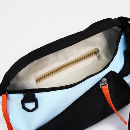 Bag for one shoulder with a zipper, 2 outer pockets, blue/black color-5