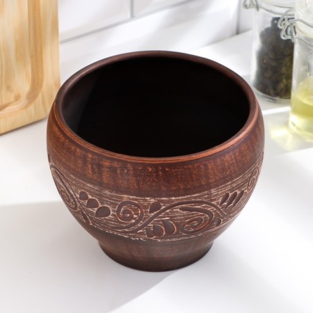 A pot for hot "Ornament", 0.7 l, 13x14x14cm, Angob-2