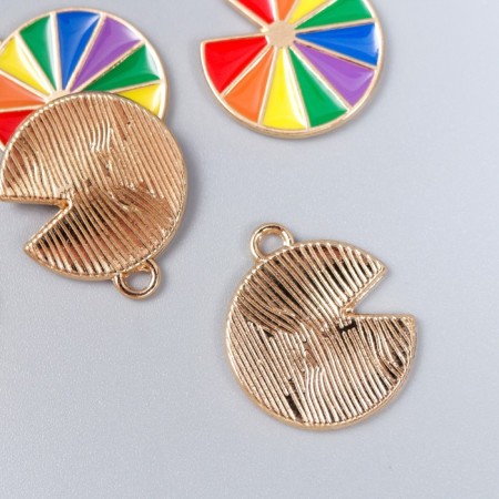 Decor for creativity Metal, enamel "Rainbow slices" 2x1.7 cm-1