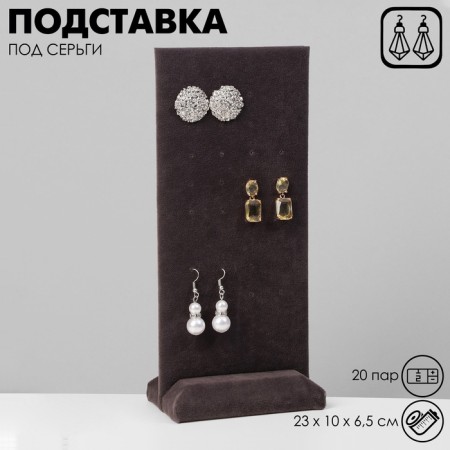 Earrings stand 20 pairs, 23 × 10 × 6.5 cm, color gray graphite