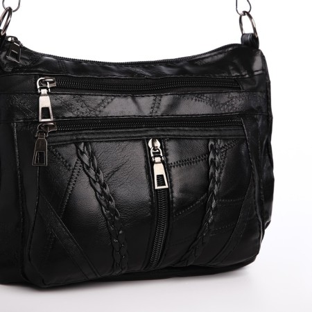 Female bag on one shoulder, on a zipper, black color-3