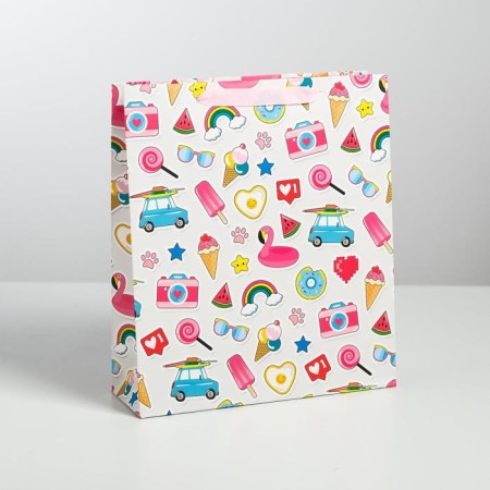Gift laminated vertical, packaging, “good mood!”, M 26 x 30 x 9 cm-1