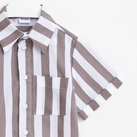 Shirt for the boy Minaku: Cotton Collection, brown/white color, height 152 cm-5