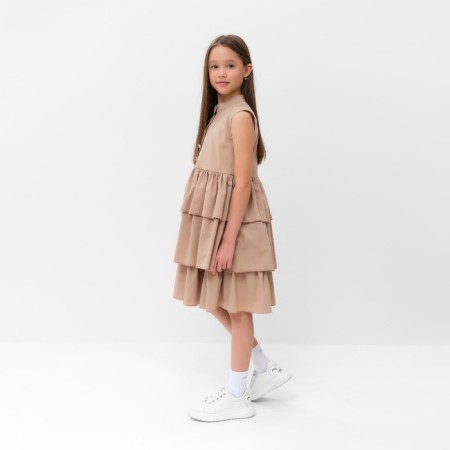 Платье для девочки MINAKU: Cotton collection цвет бежевый, р-р 134-2