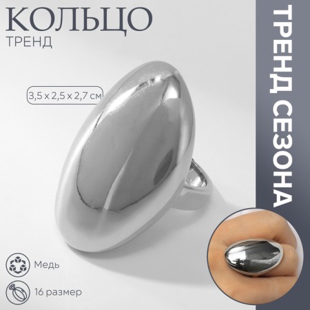 Ring Metal "Trend" Obval is large, gloss, color silver, size 16