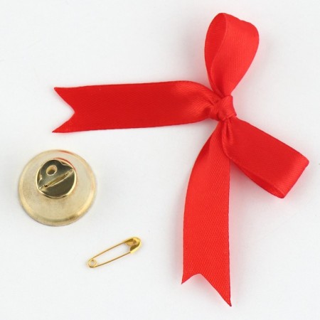 A bell on a pin with a bow for graduation, red, d = 2.6 cm-3