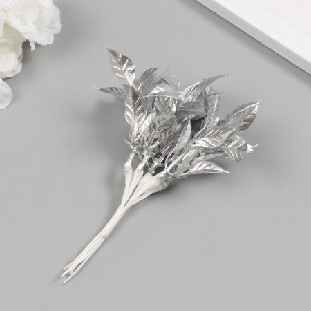 Artificial plant for creativity "sharp leaves" 1 bouquet = 6 branches silver 13 cm-1
