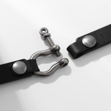 Bracelet Leather "Millennium" on the castle, black color-2