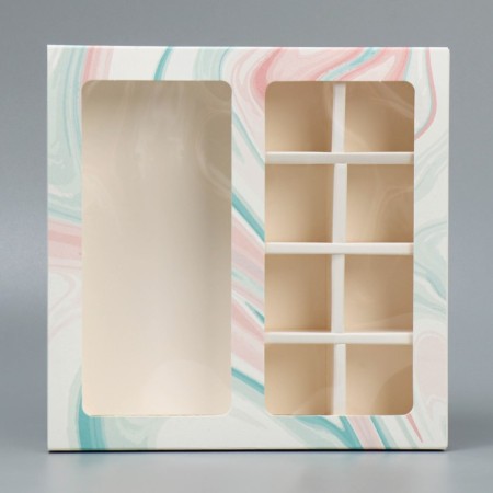 Box for 8 sweets and chocolate with cells, confectionery packaging, “fluid” 18 x 18 x 4 cm-2