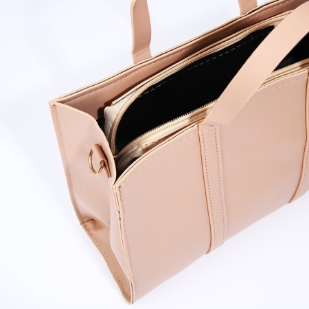Bag Female Tout with zipper, beige color-6