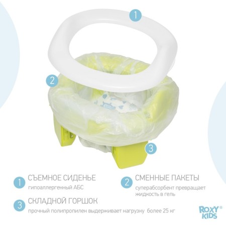 Handypotty road pot in a proprietary bag, lime color-5