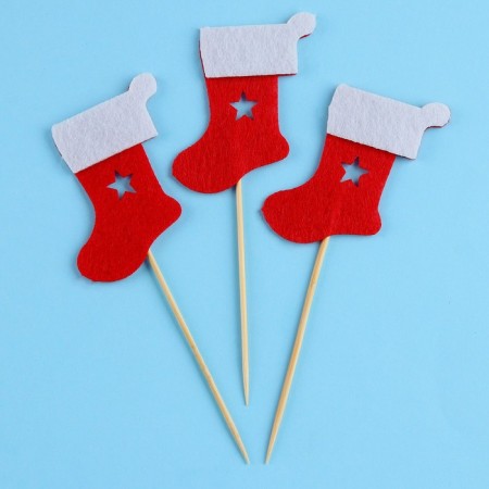Skewers from the felt "New Year's boot", a set of 3 pcs.-1