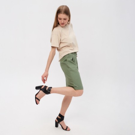 Shorts Women Bermuda Minaku: Enjoy, Olive Color, Rr. 42-2