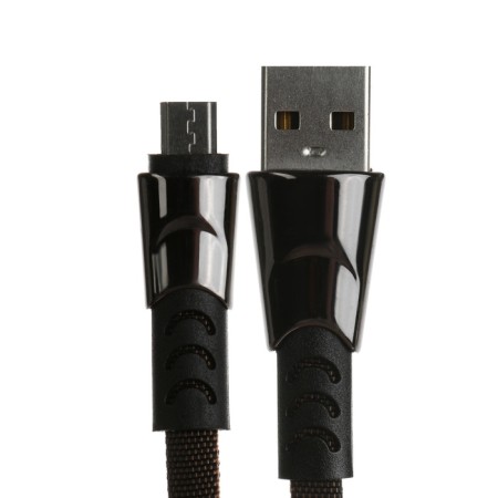 Microusb cable - usb, 2.4 a, braid fabric, flat, 1 meter, black-1