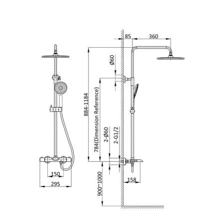 The shower system Vincea Esse VSFS-1E1TCH, thermostat, tropical shower, shower, chromium-4