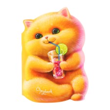 Тетрадь 40л тчк Котёнок и лимонад, фигурная вырубка, блок белый офсет, обл мел карт 190 г/м² 1068944
