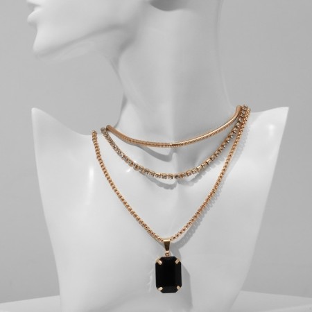 Pendant "chain" inspiration, 3 threads, color gold, 57 cm