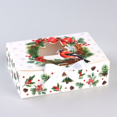 New Year's folding box "Bullfinchi" 16.5 x 12.5 x 5 cm, New Year-1