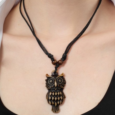 A pendant on the lace "Filin", the color is brown-black on a black lace, 80 cm-2