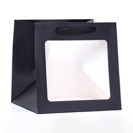 Gift package, craft, with a window, "black", 20 x 20 x 20 cm-1